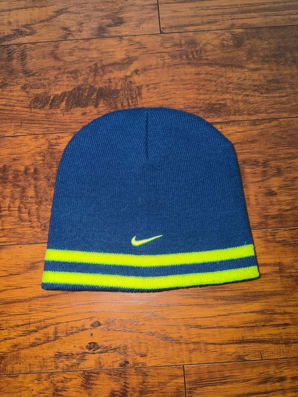 Nike Youth Reversible Beanie Hat Gym Blue and Volt